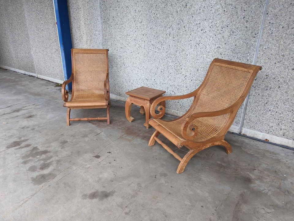 to massive lænestole med fransk flet - Image 1