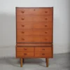 Høj kommode med ni skuffer, teak