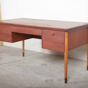 Skrivebord med fem skuffer, teak - Image 2