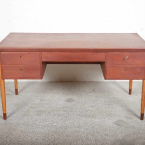 Skrivebord med fem skuffer, teak - Image 1