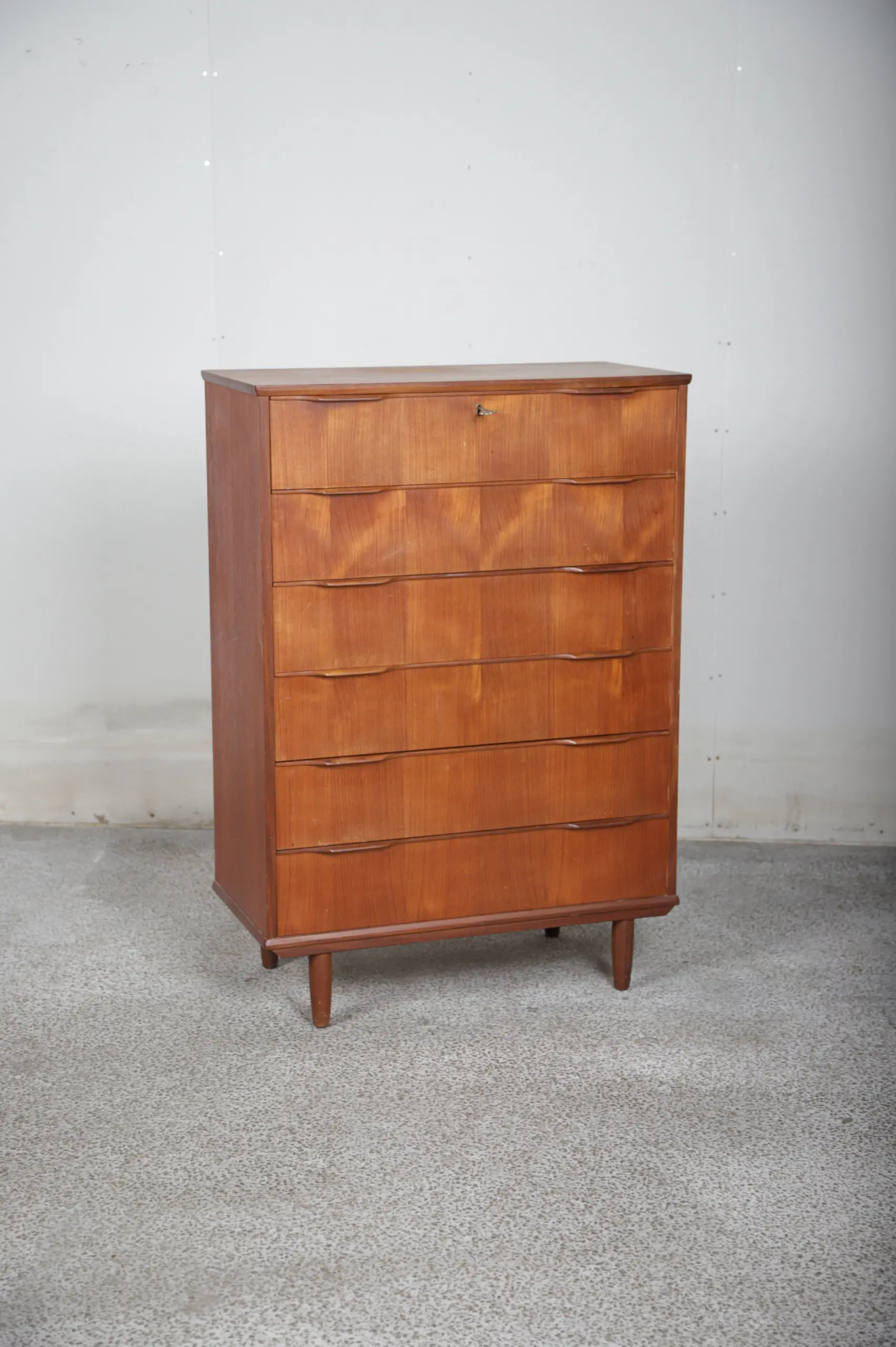 Kommode med seks skuffer, teak - Image 1