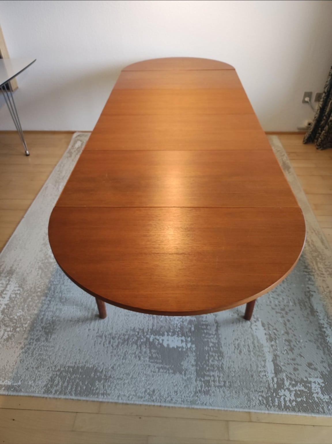 Spisebord i teak med tillægsplader og endebuer b: 83 l: 250 - Image 1