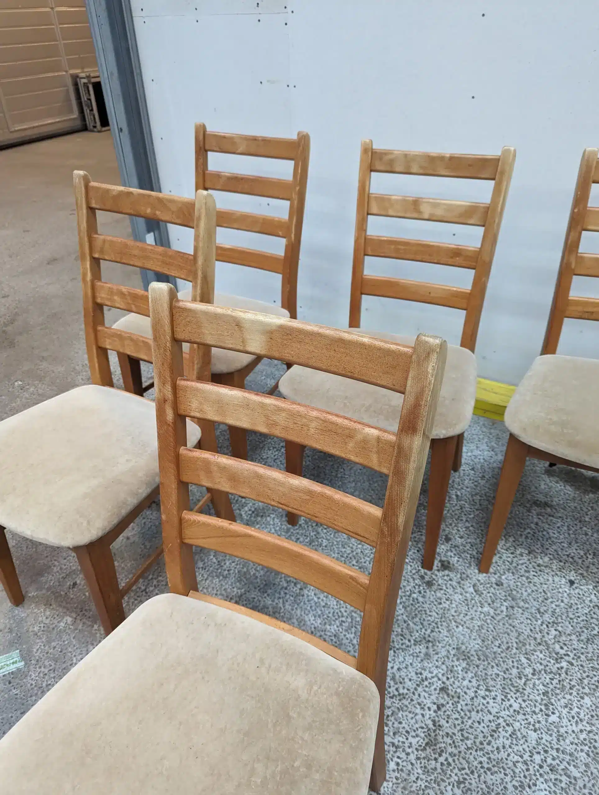 Seks spisestole i massiv teak, Skovby - Image 1