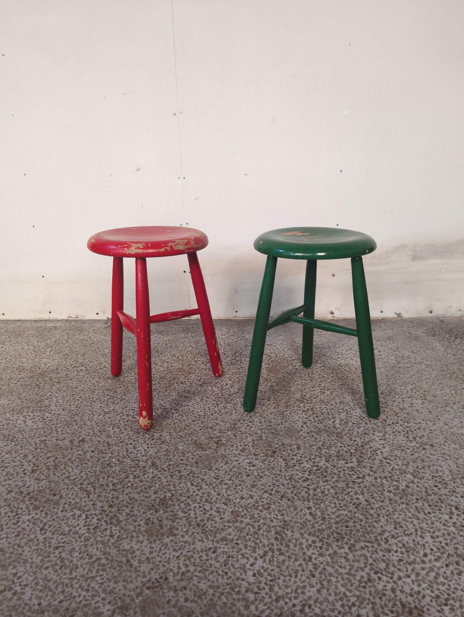 Taburet, skammel, to stk, malet - Image 1