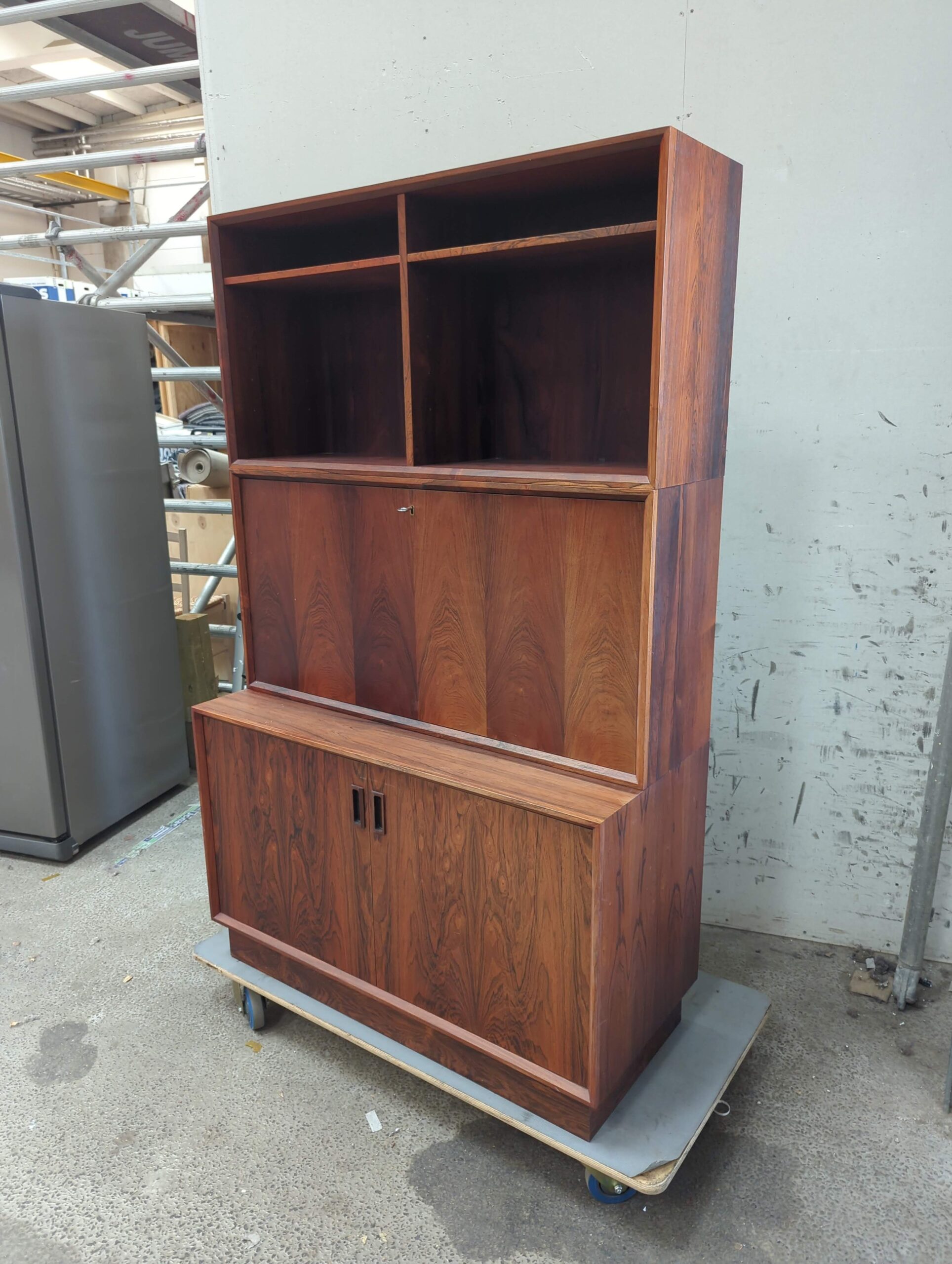 Reol med skrivepult, tredelt, palisander - Image 1