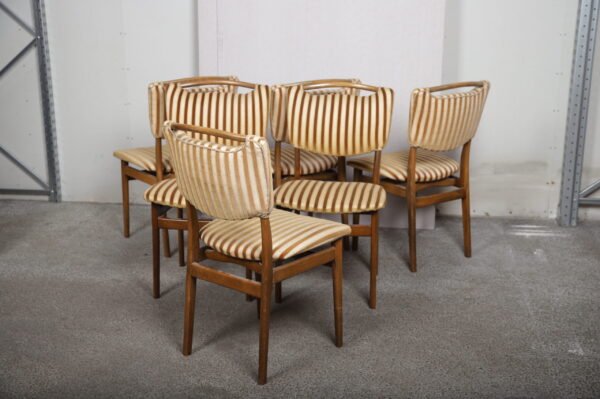 Seks spisestole i nøddetræ