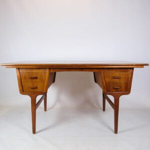 Dobbeltsidet skrivebord med hollandsk udtræk, teak - Image 1