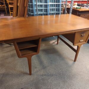 Dobbeltsidet skrivebord med hollandsk udtræk, teak - Image 2