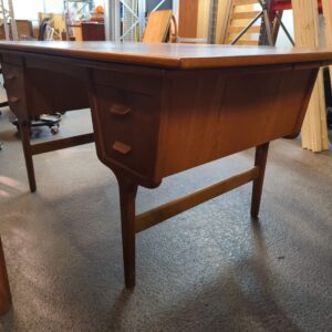 Dobbeltsidet skrivebord med hollandsk udtræk, teak - Image 4