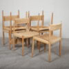 Seks spisestole i egetræ med flet