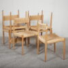 Seks spisestole i egetræ med flet