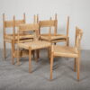 Seks spisestole i egetræ med flet