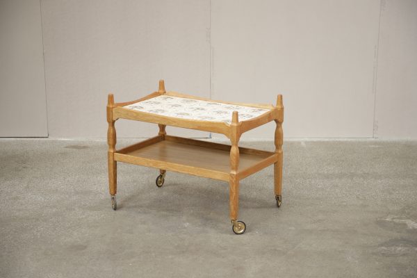 Serveringsvogn, barvogn, bakkebord, massiv egetræ, kakler, Kjærnulf - Image 3