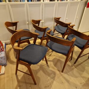 Seks spisestole, massiv teak, Kai Kristiansen model 32 - Image 2