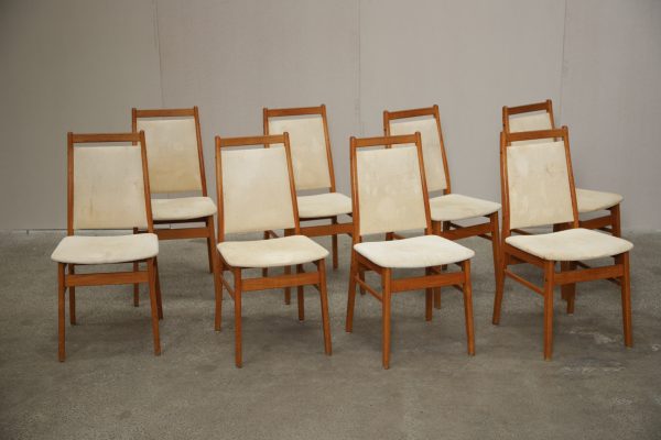 Otte spisestole i massiv teak, til ompolstring, Gangsø møbler - Image 2