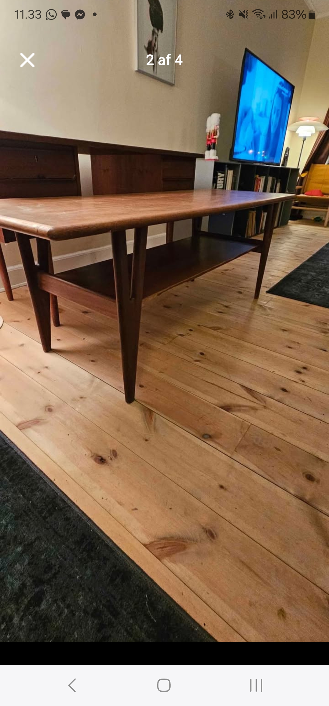 Sofabord med Y-formet ben, teak - Image 1