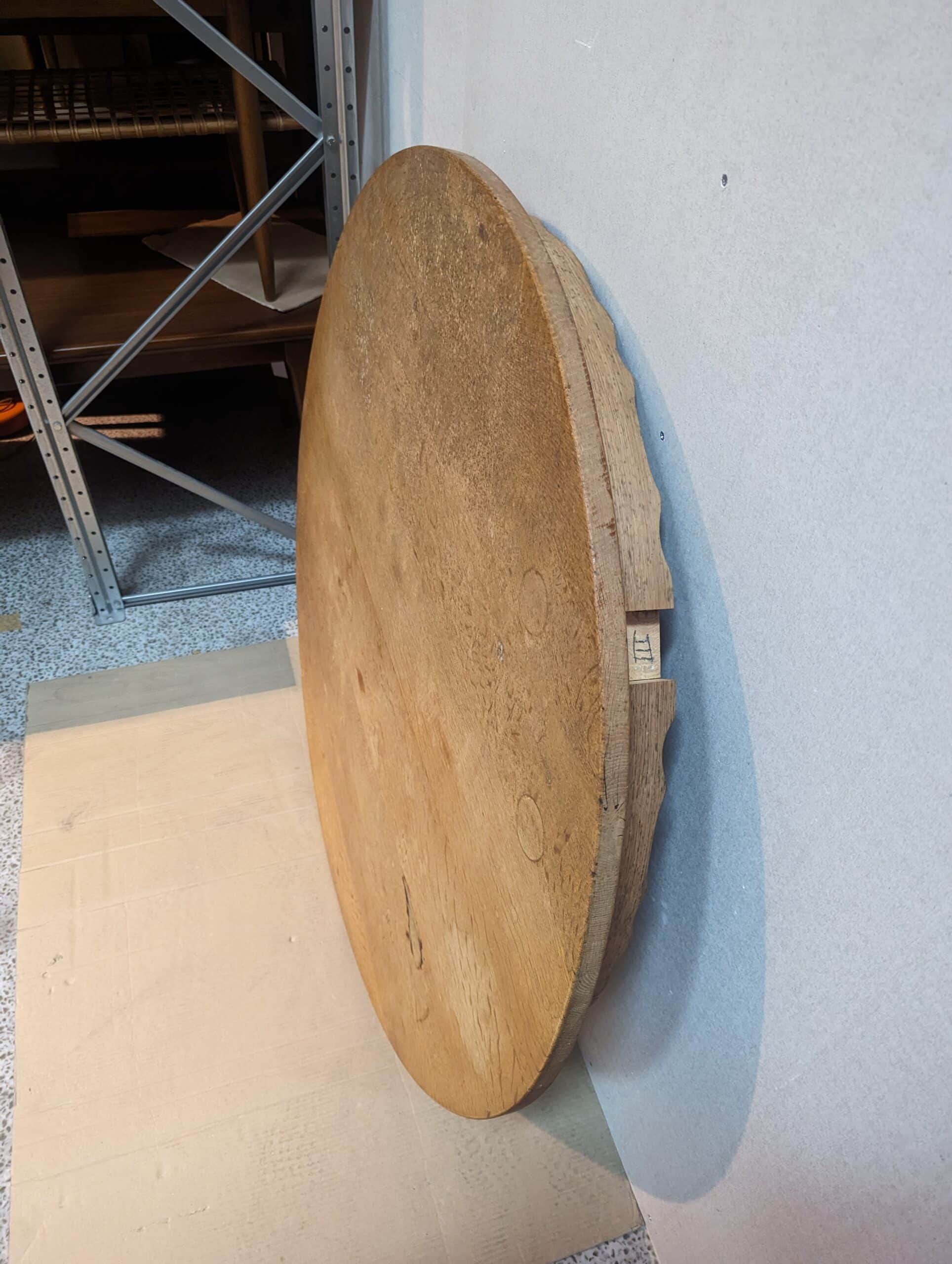 Spisebord massiv eg Ø1xx med xx tillægsplader (b99) (uden ben)