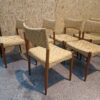 Seks spisestole, massiv teak, guld polstring, Villy Schou Andersen