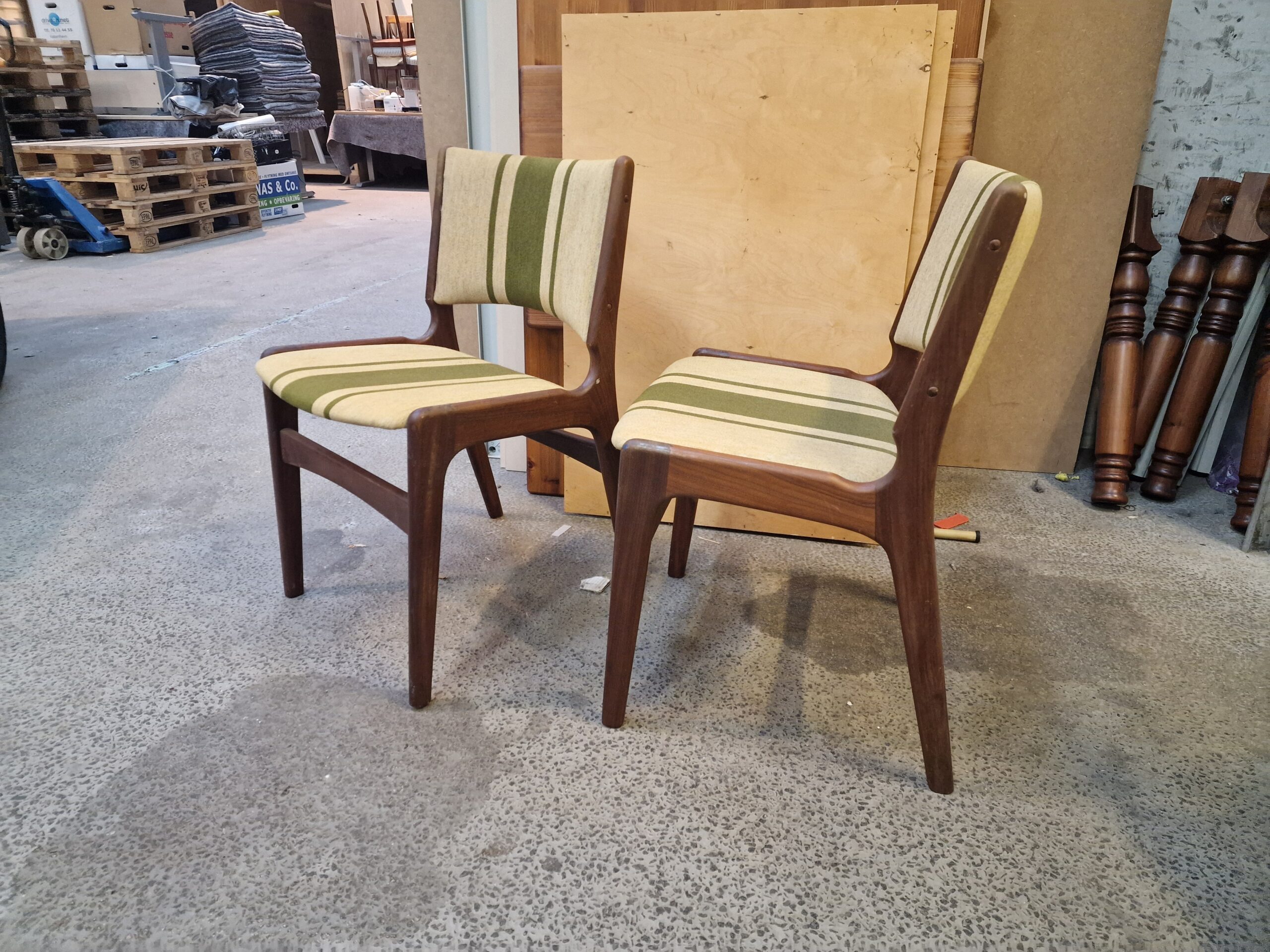 to spisestole, grønstribet, mahogni, Erik Buch model 89 - Image 2