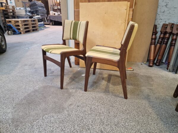 to spisestole, grønstribet, mahogni, Erik Buch model 89