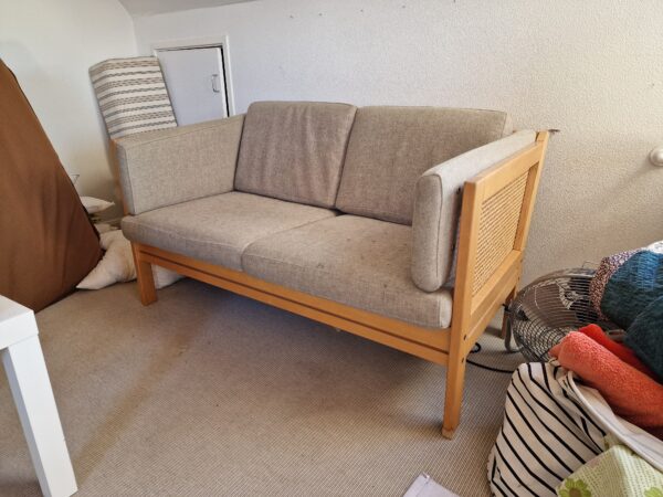 Topersoners sofa i bøgetræ med fransk flet