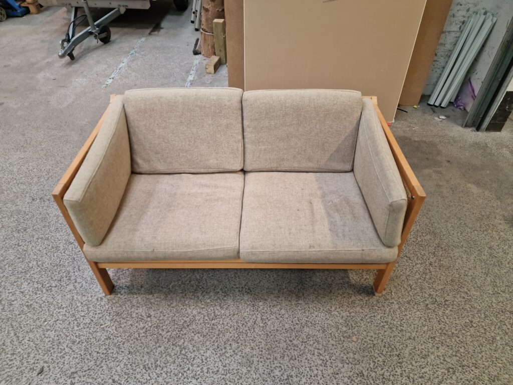 Topersoners sofa i bøgetræ med fransk flet