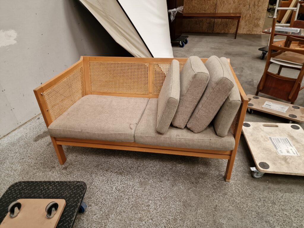 Topersoners sofa i bøgetræ med fransk flet