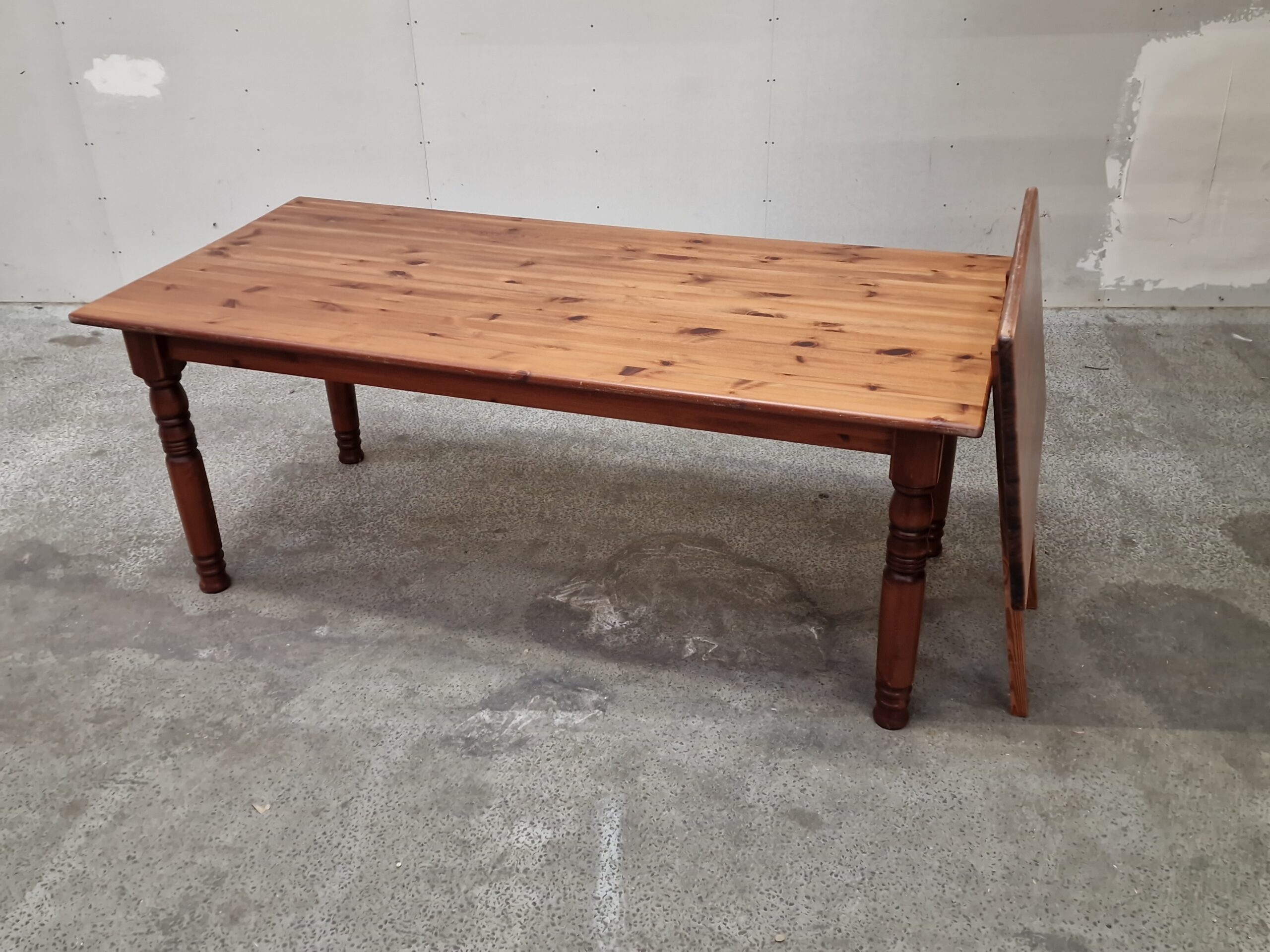 Langbord med tillægsplade, massiv fyrretræ - Image 1