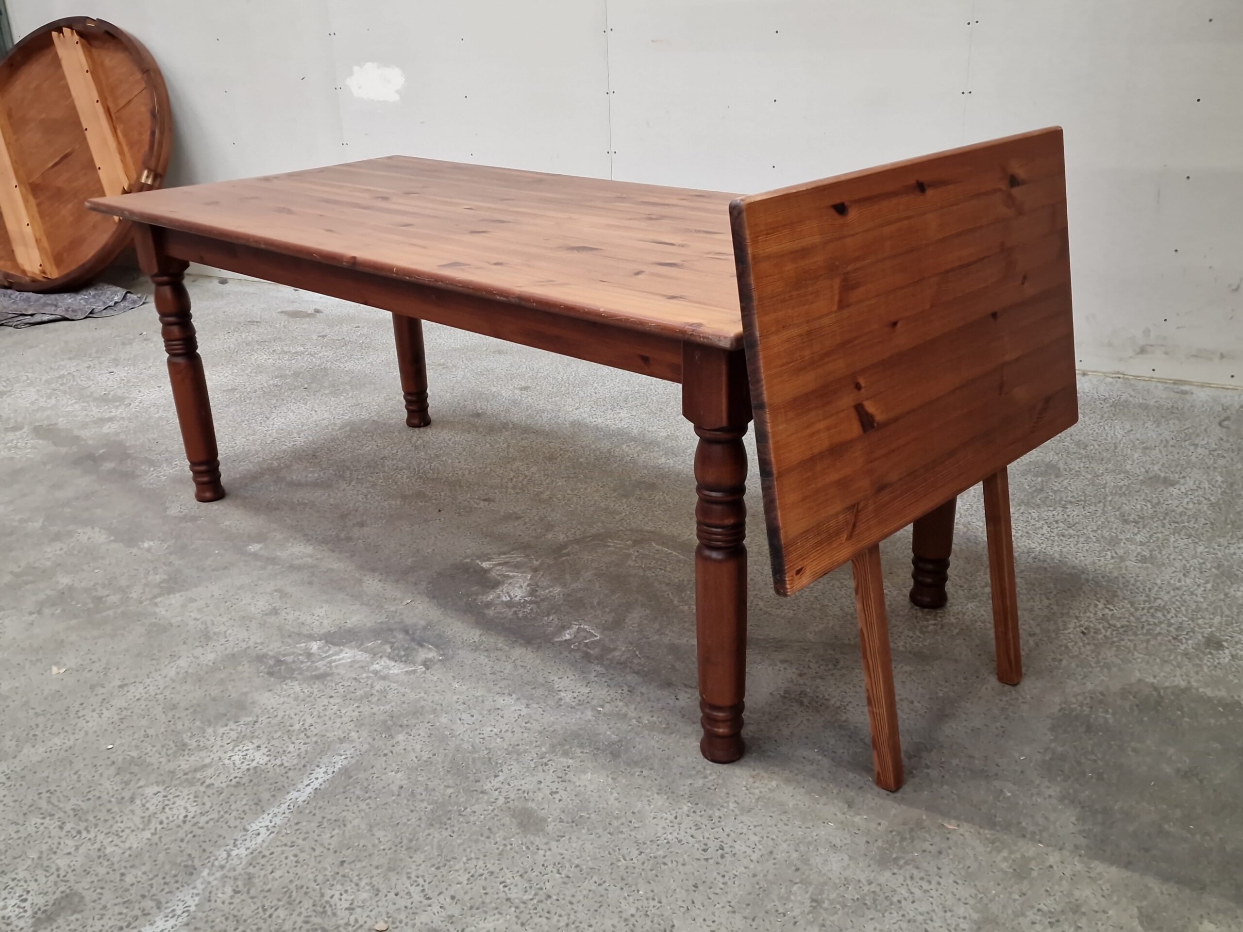 Langbord med tillægsplade, massiv fyrretræ - Image 3