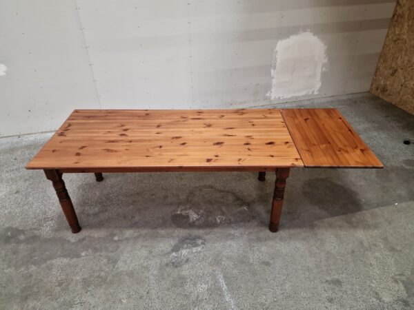 Langbord med tillægsplade, massiv fyrretræ