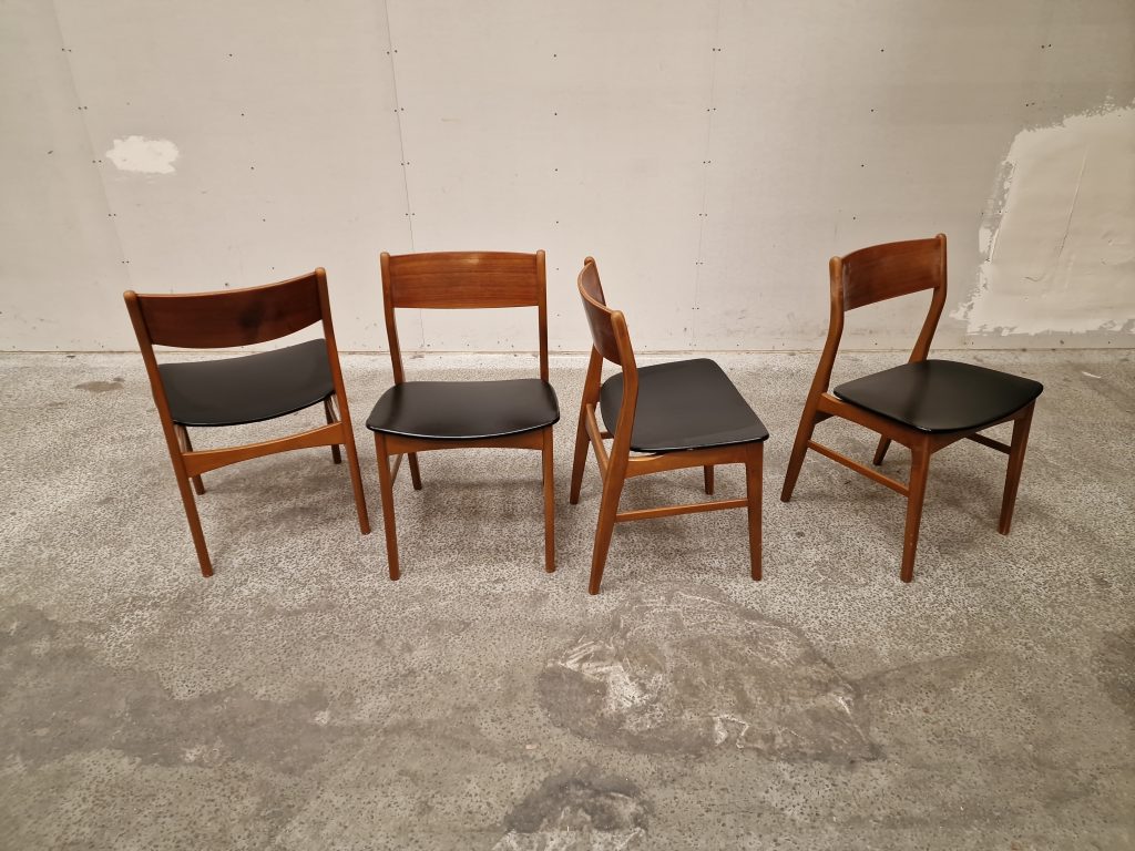 Fire spisestole, teak, Falsled model 66