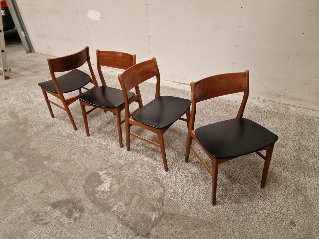 Fire spisestole, teak, Falsled model 66