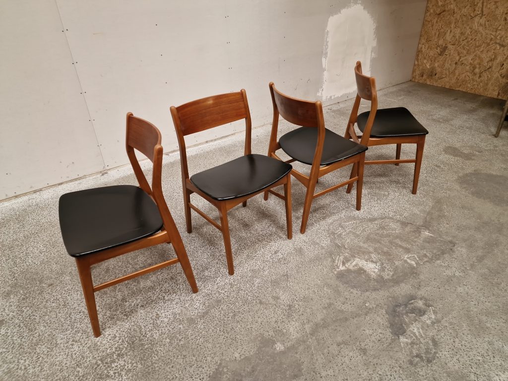 Fire spisestole, teak, Falsled model 66