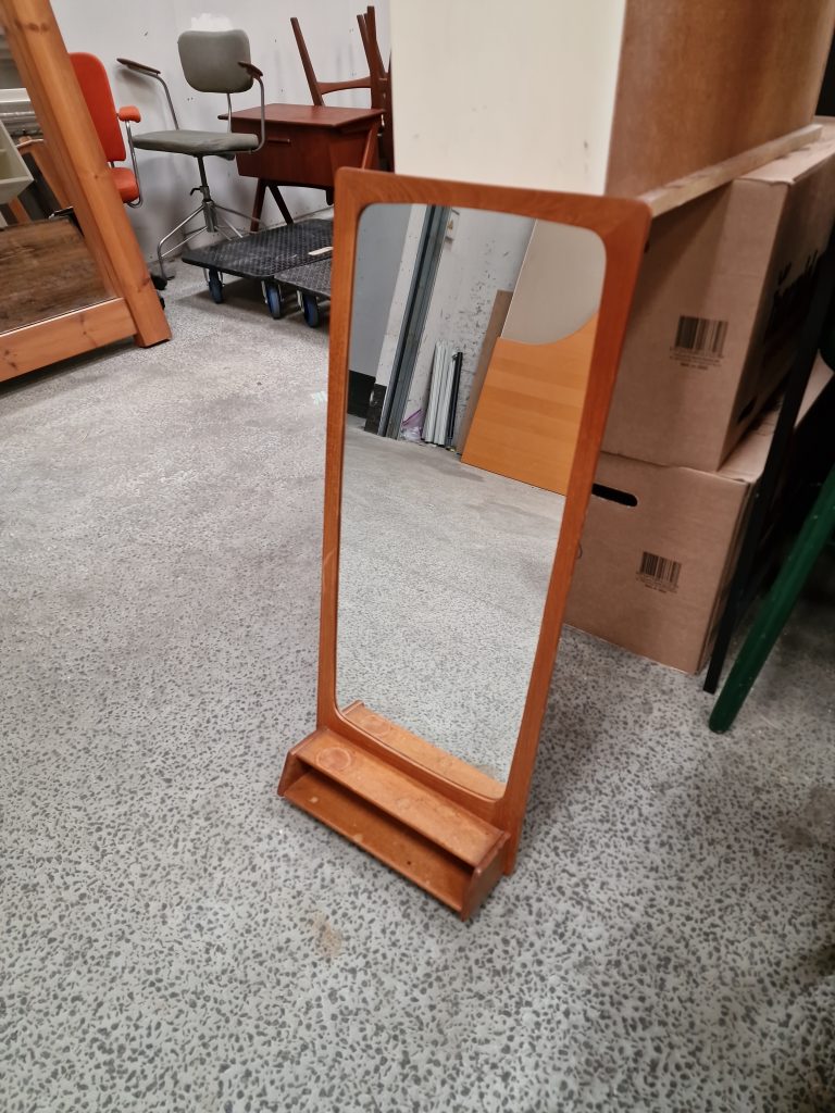 Spejl med hylde, teak