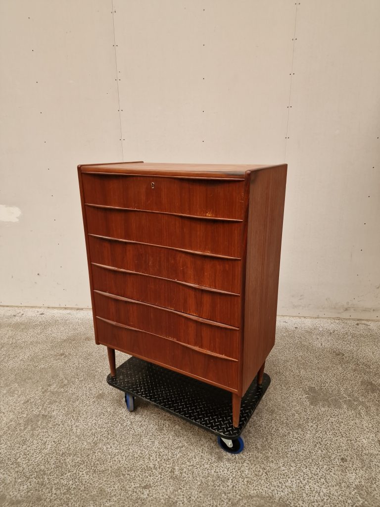 Kommode med seks skuffer, teak