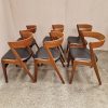 Seks spisestole i teak med buet rygstykke, Kai Kristiansen Firechair/T21, Korup stolefabrik