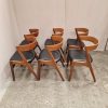 Seks spisestole i teak med buet rygstykke, Kai Kristiansen Firechair/T21, Korup stolefabrik
