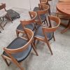 Seks spisestole i teak med buet rygstykke, Kai Kristiansen Firechair/T21, Korup stolefabrik