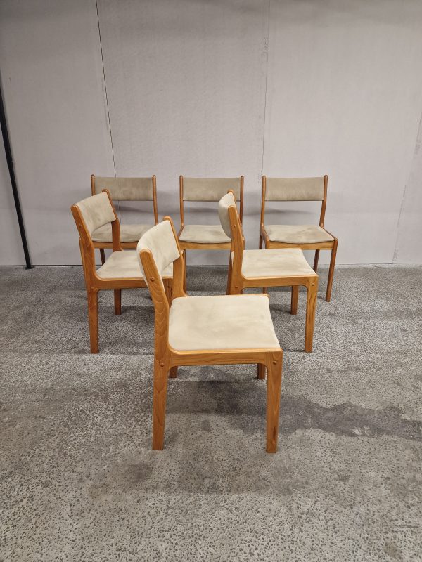Seks spisestole i massiv teak, Findahl