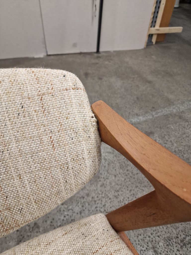 Seks spisestole, Kai Kristiansen model 42,teak, til ompolstring