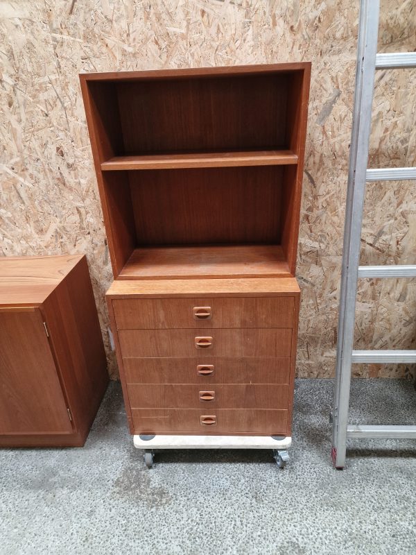 Lille reol med kommode og bogreol, teak