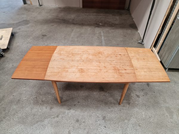 Spisebord med hollandsk udtræk, teak, bådformet - Image 2
