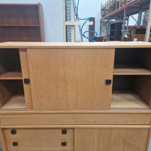 Skænk med skydelåger, fineret egetræ - Image 4