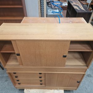 Skænk med skydelåger, fineret egetræ - Image 3