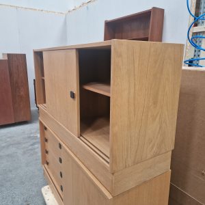 Skænk med skydelåger, fineret egetræ - Image 5