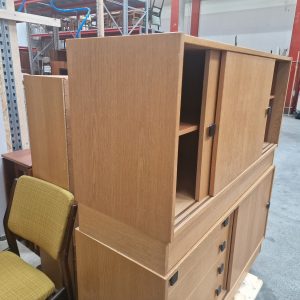 Skænk med skydelåger, fineret egetræ - Image 2