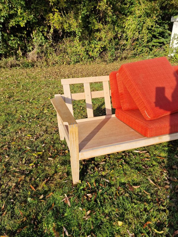 Trepersoners sofa, massiv egetræ, “Komfort”