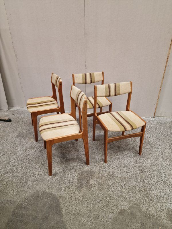 Fire spisestole, teak, Erik Buch