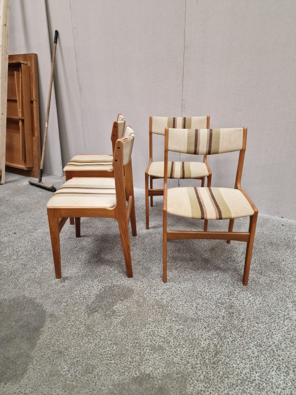 Fire spisestole, teak, Erik Buch