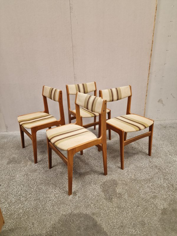 Fire spisestole, teak, Erik Buch